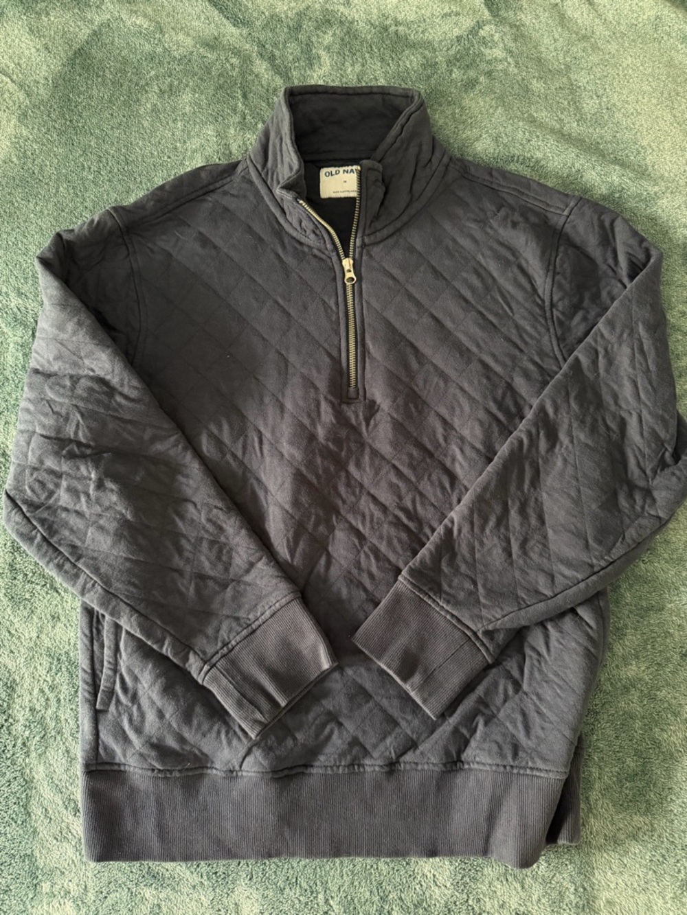 Old Navy Men’s Quilted Half-Zip Pullover Sweatshirt Navy Size Medium‎